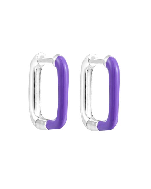 SEOL + GOLD Blue Sterling Rectangle Enamel Hoops