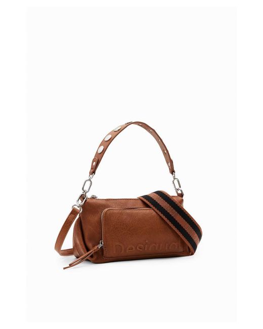 Desigual Brown Handbag With Zip Fastening And Shoulder Strap