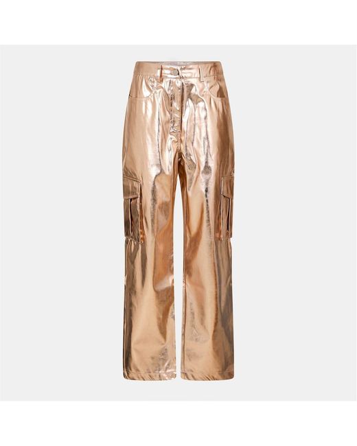 Amy Lynn Natural Amylynn Mlc Uly Metallic Plaque Straight Cargo Pants