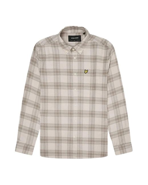 Lyle & Scott Beige Flanellen Overhemd Met Tonale Ruit En Lange Mouwen in het White voor heren