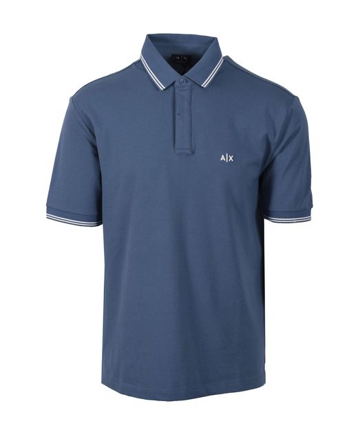 ARMANI EXCHANGE Blue Polo Shirt China Cotton for men