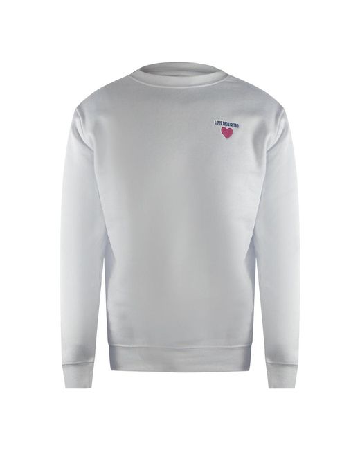 Moschino Gray Love Heart Logo Sweatshirt Cotton for men
