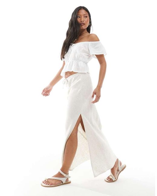 Miss Selfridge White Linen Blend Bias Maxi Skirt