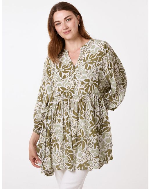 Blue Vanilla White Crinkle Tunic Top