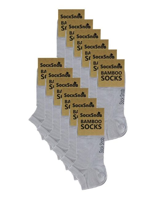 Sock Snob Gray 12 Pair Multipack Bamboo Trainer Socks for men