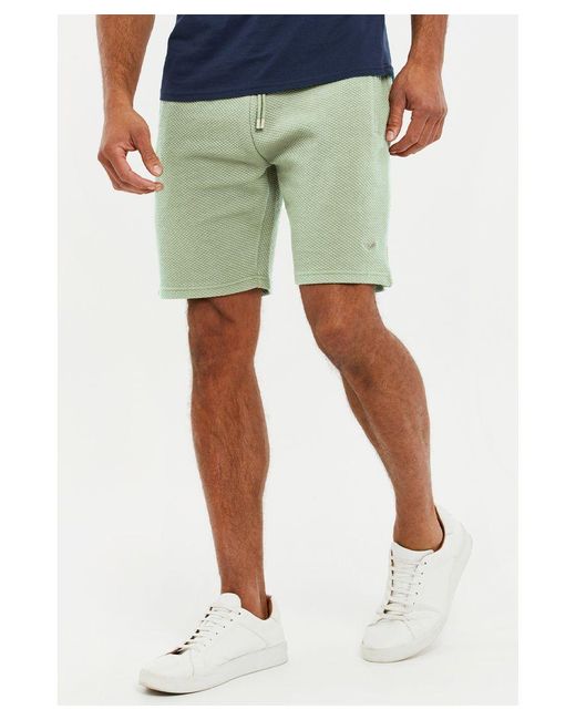 Threadbare Green 'Fergie' Waffle-Textured Sweat Shorts for men