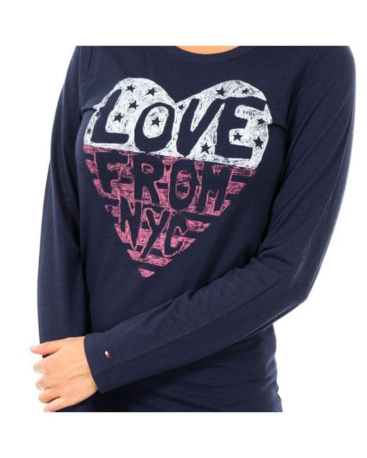 Tommy Hilfiger Blue Long-Sleeved Round Neck T-Shirt 1487903366