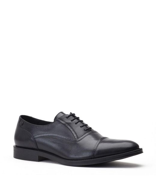 Base London Black Wilson Waxy Leather Oxford Shoes for men