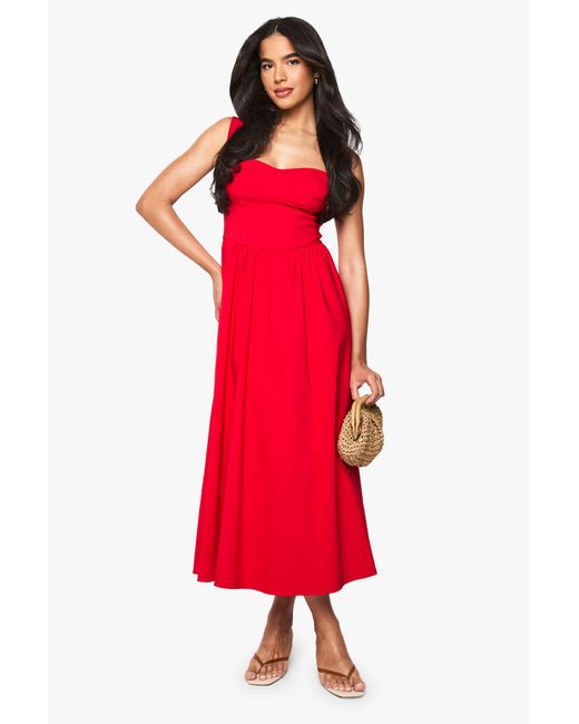Boohoo Red Bengaline Sweetheart Midaxi Dress