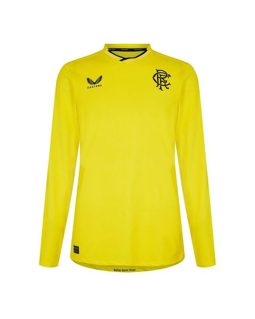 Castore Yellow V Neck Long Sleeve Regular Fit T-Shirt for men