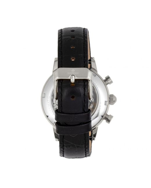 Empress Metallic Beatrice Automatic Skeleton Dial Leather-Band Watch W/Day/Date
