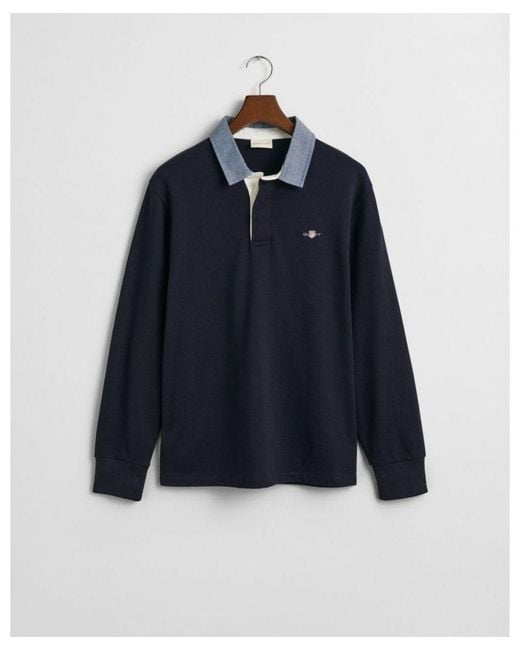 Gant Blue Regular Fit Chambray Heavy Rugger for men