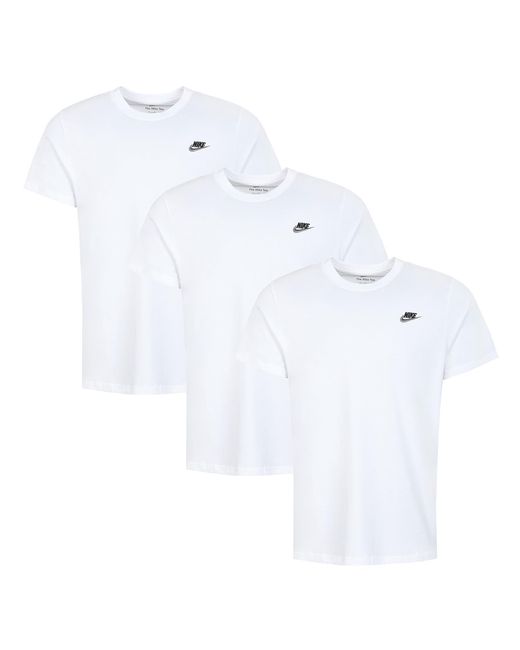 Nike White 3 Pack Sportswear Club T Shirt for men