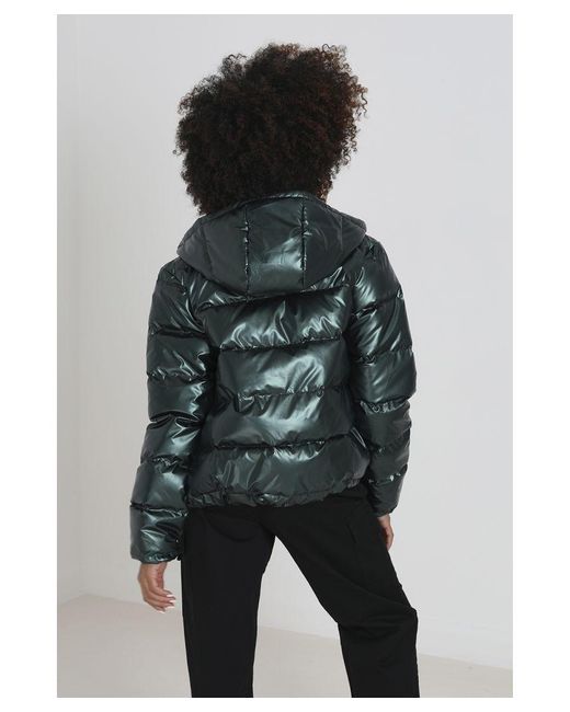 Brave Soul Black Dark 'Encanto' Metallic Padded Puffer Jacket