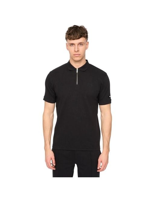Duck and Cover Black Sherborn Cotton Polo Shirt for men