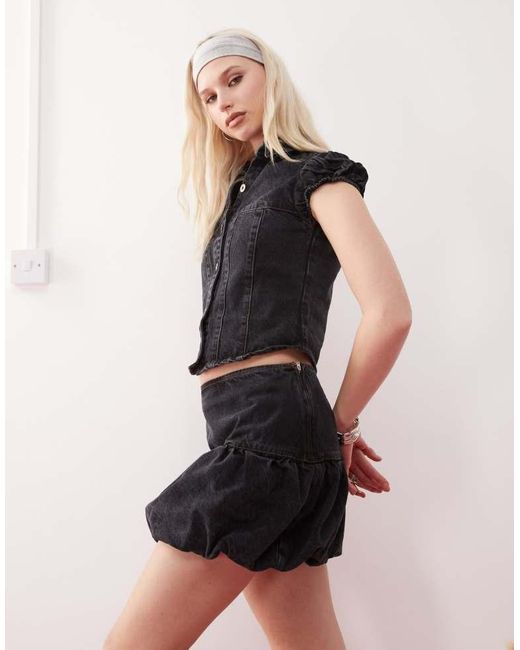 Collusion Pink Denim Bubble Skirt Co-Ord