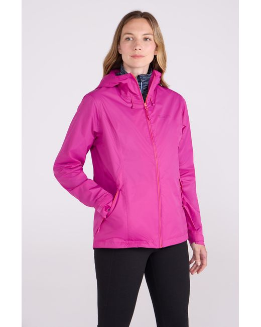 Mountain Warehouse Pink 'Swerve' Waterproof Jacket With Adjustable Hood Rain Coat Polyamide
