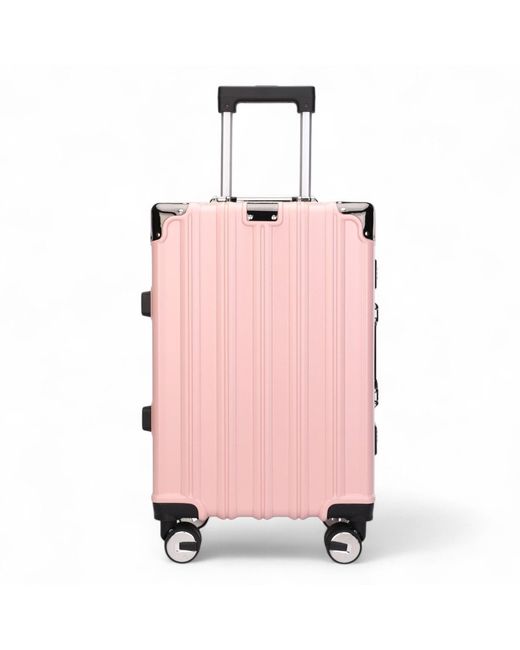 Infinity Leather Pink Robust Hard Shell Cabin Suitcase Luggage Suitable For Easyjet, Ryanair, Wizzair