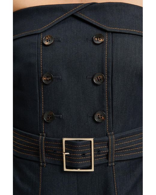 Karen Millen Blue Petite Tailored Denim Trench Bandeau Jumpsuit