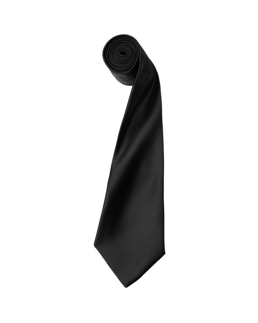 PREMIER Black Plain Satin Tie (Narrow Blade) (Pack Of 2) for men