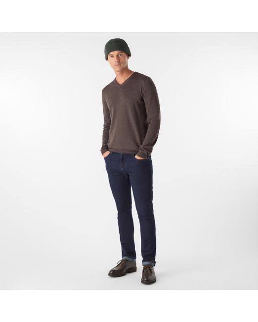 Oliver Sweeney Brown Merino Wool V-Neck Jumper for men