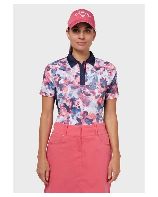 Callaway Apparel Pink Floral Polo