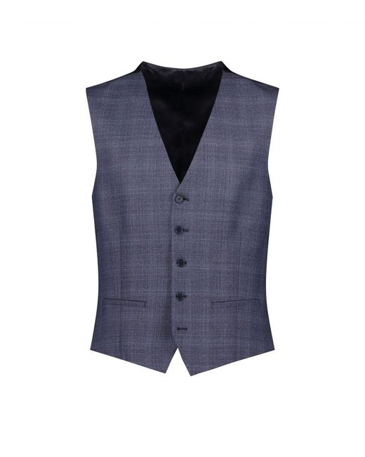 Ted Baker Blue Slim-Fit Checked Waistcoat for men