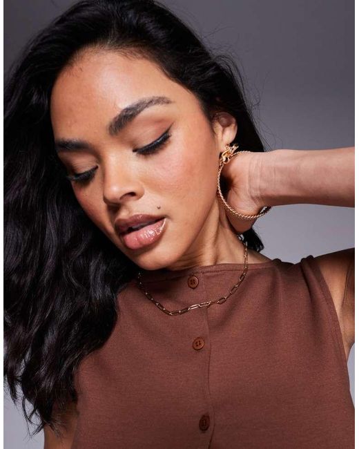 ASOS Brown Interlock Cinched Fitted Waistcoat