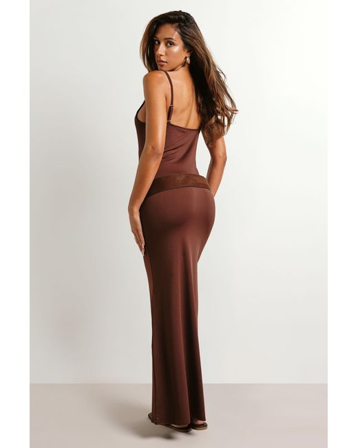 Boohoo Brown Super Soft Strappy Cami Maxi Dress