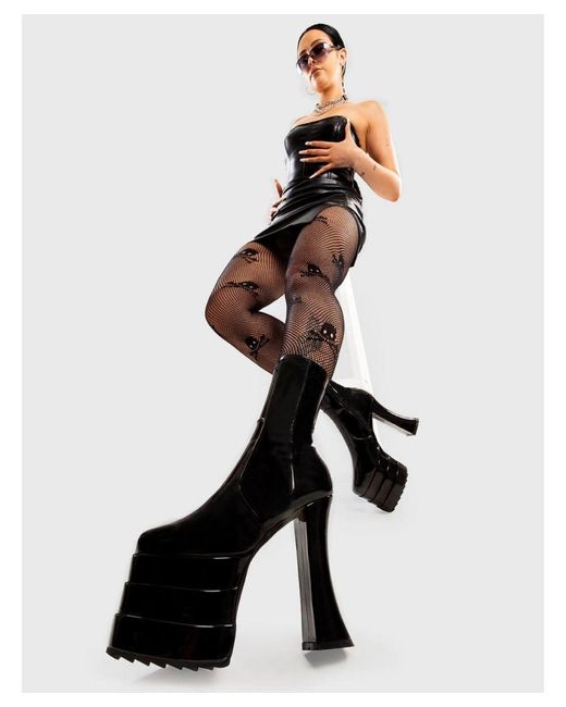 Lamoda Black Chunky Ankle Boots The Darkest Minds Platform Heels With Zipper