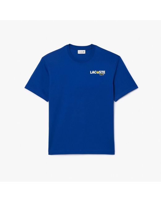 Lacoste Heavy Cotton Print Back T-shirt In Blauw in het Blue voor heren