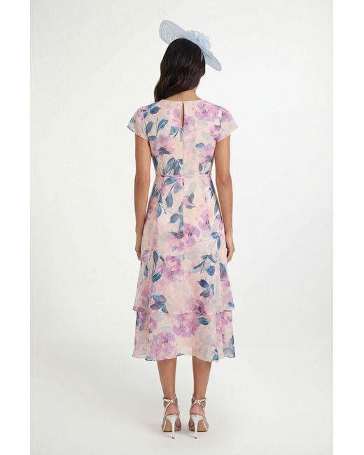 Wallis White Petite Floral Burn Out Pintuck Midi Dress