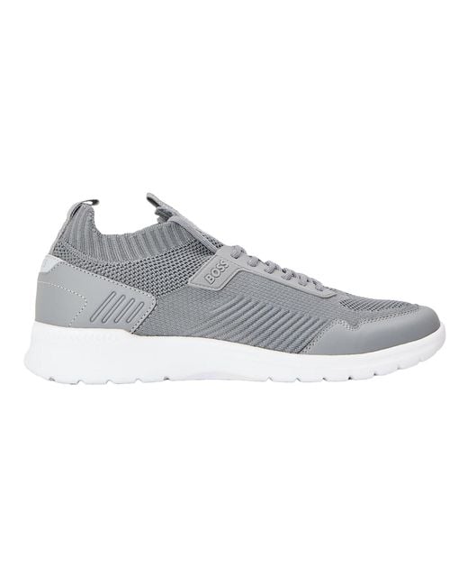 Boss Gray Extreme Leather Low Cut Trainers (Light)