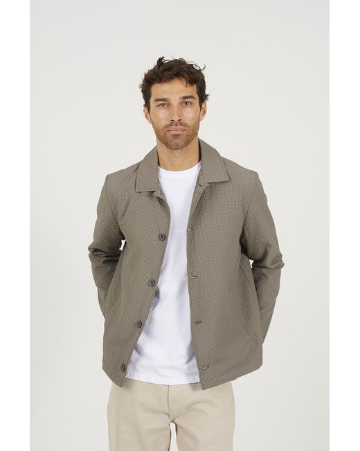 Brave Soul Green Seersucker Shacket for men