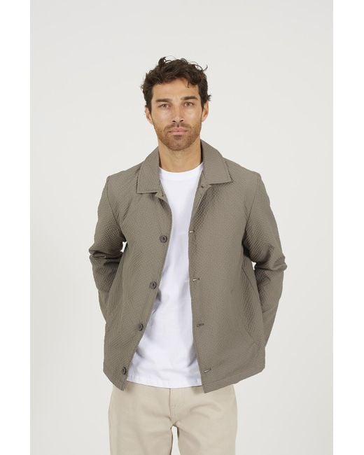 Brave Soul Green Seersucker Shacket for men