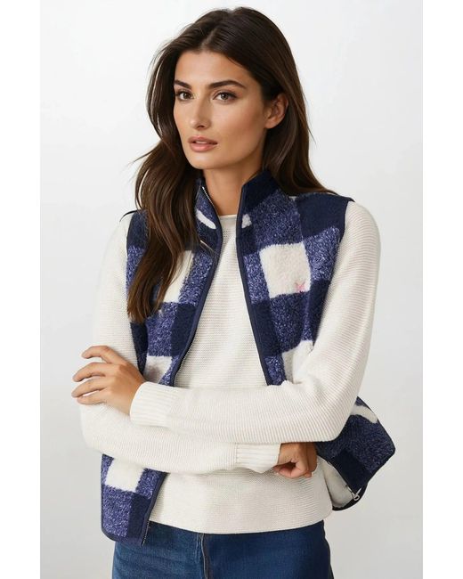 Crew Blue Boucle Checked Gilet