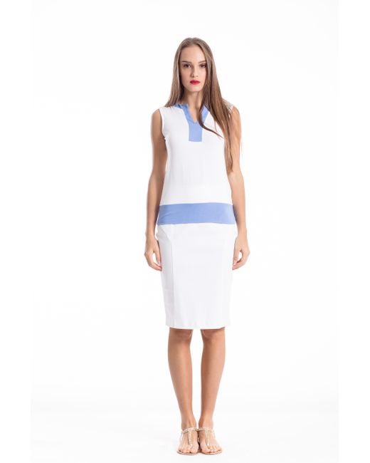 Conquista Tweekleurige Mouwloze Top in het White