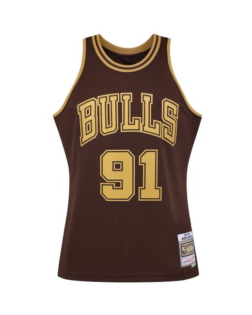 Mitchell & Ness Brown Nba Chicago Bulls 91 Rodman Swingman Jersey for men