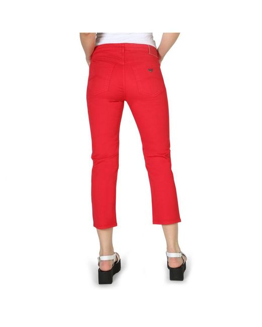 Armani Jeans Red Trousers Cotton