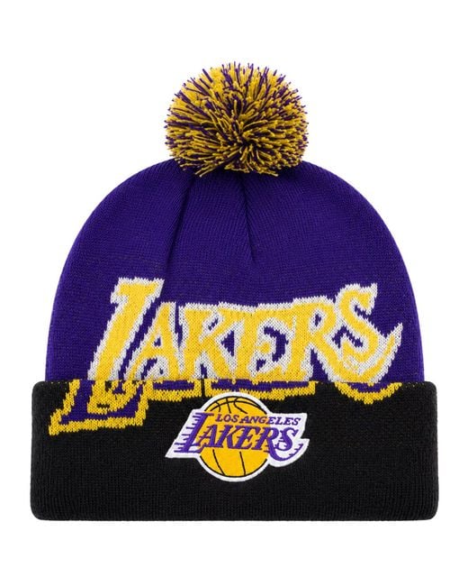 Mitchell & Ness Purple Nba Los Angeles Lakers Double Take Knit Beanie for men