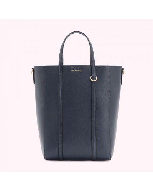 Lulu Guinness Blue Leather I Love Garbo Tote Bag