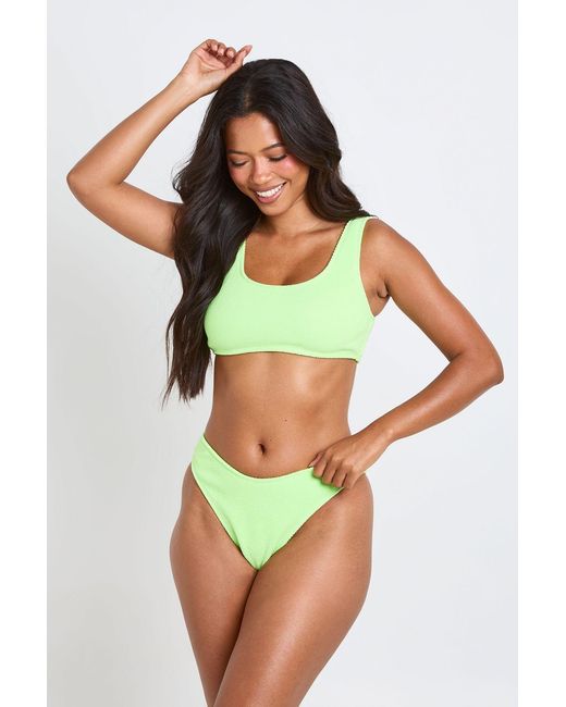 Boohoo Multicolor Textured Scoop Bikini Top