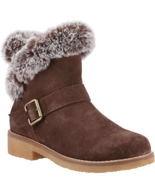 Hush Puppies Brown Hannah Suede Winter Ankle Boots