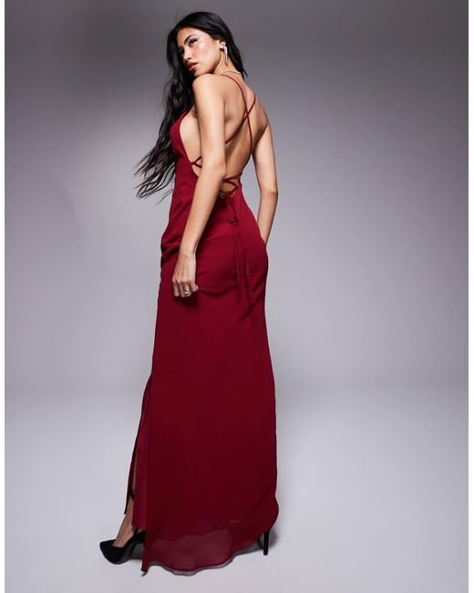 ASOS Red Bias Strappy Cross Back Maxi
