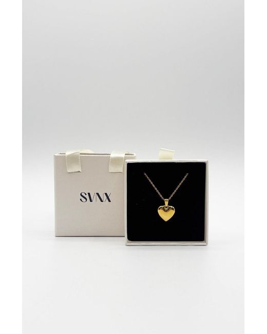 SVNX Black Chunky Heart Pendant Necklace