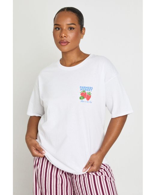 Boohoo White Plus Farmer Market Printed T Shirt