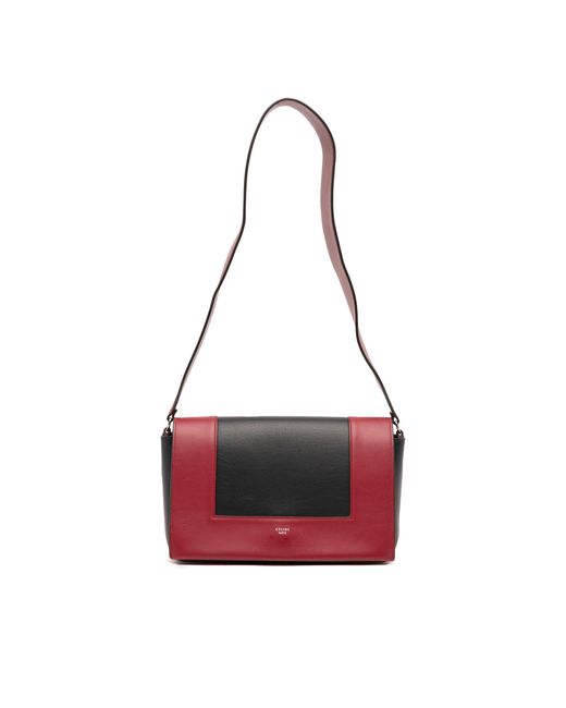 Céline Red Pre-Owned Medium Shiny Smooth Calfskin Frame Shoulder Bag