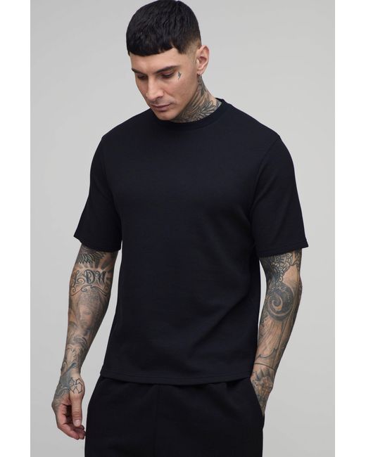 BoohooMAN Blue Tall Basic Regular Waffle T-Shirt for men