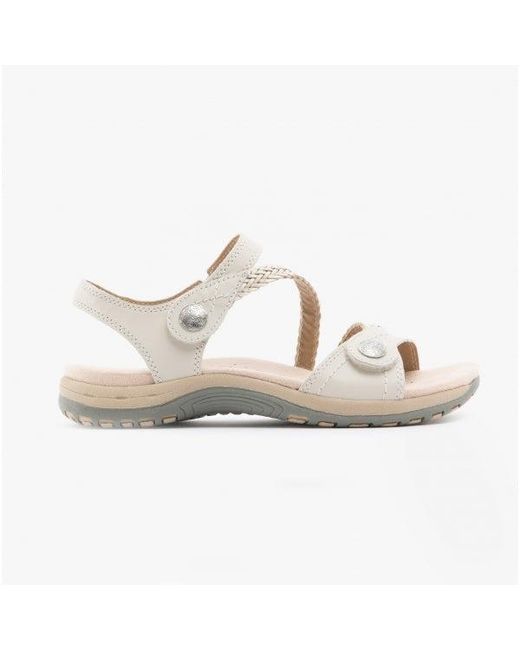 Free Spirit White Malibu Leather Touch Fasten Sandals Sand