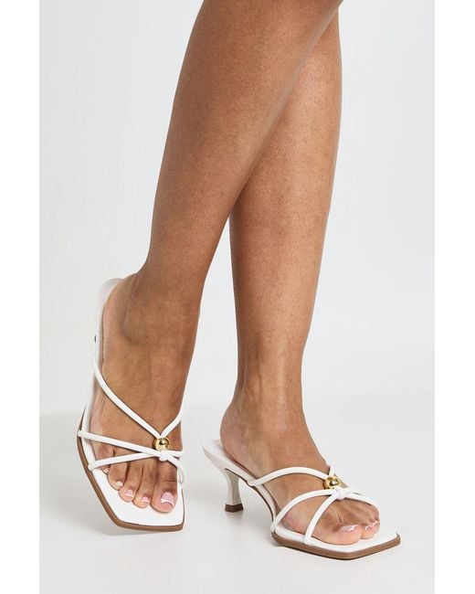 Boohoo White Hardware Detail Strappy Heeled Mules